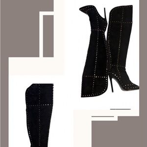 Fashion Nova Black Studded Over the Knee Boots